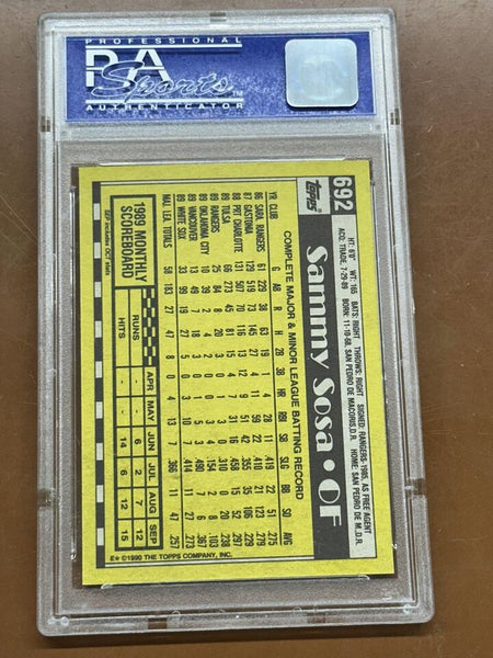 Sammy Sosa - 1990 Topps Card #692 - PSA 9 MINT Chicago White Sox - Shuga Records