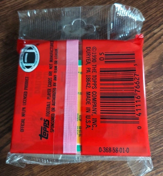 (1) One Jumbo Cello Fat Pack - 1990 TOPPS NFL Football Trading Card - 43 Cards + 1 Glossy Card - Shuga Records