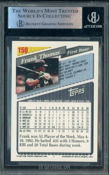 Signed Autographed - Frank Thomas - 1993 Bowman Topps Card #150 Chicago White Sox - Beckett BGS BAS - Shuga Records