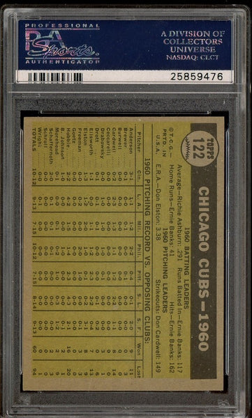 1961 Topps #122 Chicago Cubs Team Card PSA 6 EX-MT 25859476 - Shuga Records