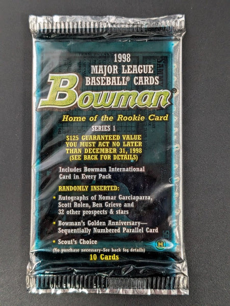 (1) One Pack - New Sealed Bowman 1998 Series 1 MLB Baseball Trading Card Pack - 10 Cards - Shuga Records