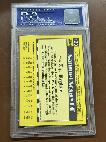 Sammy Sosa - 1989 Topps Traded ML Debut Card #120 - PSA 9 MINT Chicago White Sox - Shuga Records