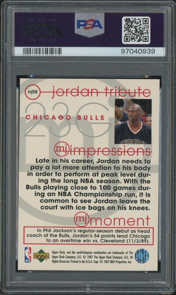 Michael Jordan - 1996 Upper Deck NBA Tribute MJ Impressions Card #MJ56 Chicago Bulls - PSA 9 MINT - Shuga Records