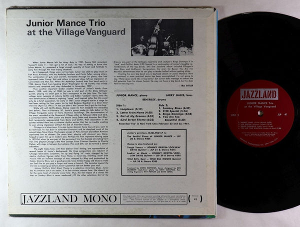 Junior Mance Trio - At The Village Vanguard (1961) - VG+ LP Record 1965 Jazzland USA Mono Vinyl - Jazz / Hard Bop - Shuga Records