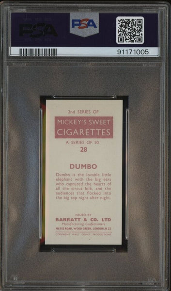 Dumbo - 1957 Walt Disney Barratt & CO. Ltd Tobacco Card - Card #692 - PSA 8 NM-MT Mickey's Sweet Cigarettes - Shuga Records