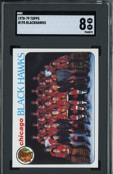 Chicago Blackhawks - 1978-1979 Topps NHL Hockey Team Card #195 - SGC 8 NM - Shuga Records
