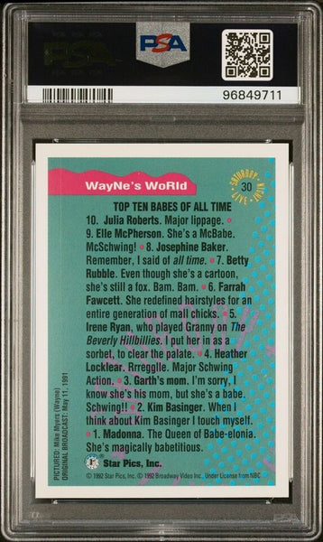 Wayne’s World - Mike Myers 1992 Star Pics Saturday Night Live SNL Card #30 - PSA 9 MINT - Shuga Records