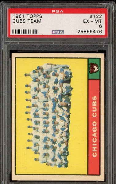 1961 Topps #122 Chicago Cubs Team Card PSA 6 EX-MT 25859476 - Shuga Records