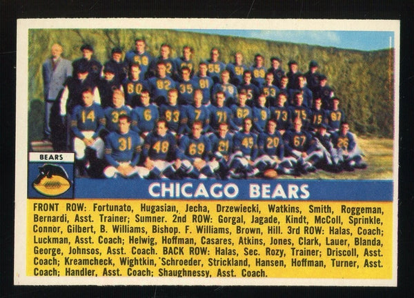 1956 Chicago BEARS TEAM CARD Topps FOOTBALL CARD #119 EX MINT/NM - Shuga Records