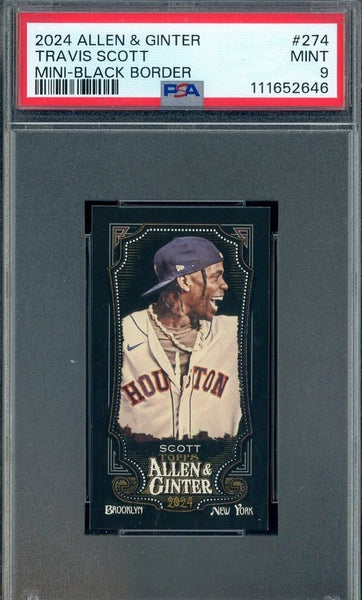 Travis Scott 2024 Topps Allen & Ginter Mini Black Border #274 PSA 9 MINT 111652646 - Shuga Records