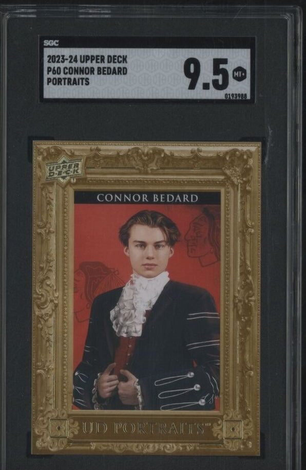 Connor Bedard - 2023 Upper Deck Portraits Card #P60 Chicago Blackhawks - SGC 9.5 MT+ MINT+ - Shuga Records