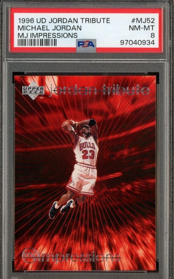 Michael Jordan - 1996 Upper Deck MJ Impressions Tribute NBA Card #MJ52 Chicago Bulls - PSA 8 NM MT - Shuga Records