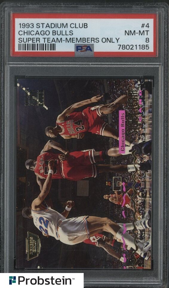 Chicago Bulls - 1993 Topps Stadium Club Basketball NBA Chicago Bulls Team Card #4 - PSA 8 NM-MT - Shuga Records