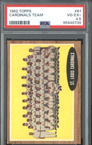 1962 Topps St. Louis Cardinals Team Card #61 PSA 4.5 VG-EX+ - Shuga Records