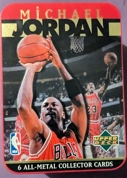 New 1996 Upper Deck Michael Jordan - Chicago Bulls #23 - 6 Metal Cards Set & Collector Tin - Shuga Records