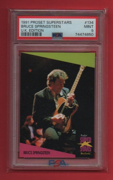 Bruce Springsteen - 1991 Proset Superstars Musicards UK Edition Card #134 - PSA 9 MINT - Shuga Records
