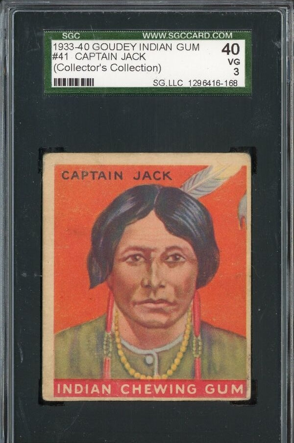 Captain Jack - 1933-1940 Goudey Indian Gum Card #41- SGC 40 / 3 / VG - Shuga Records
