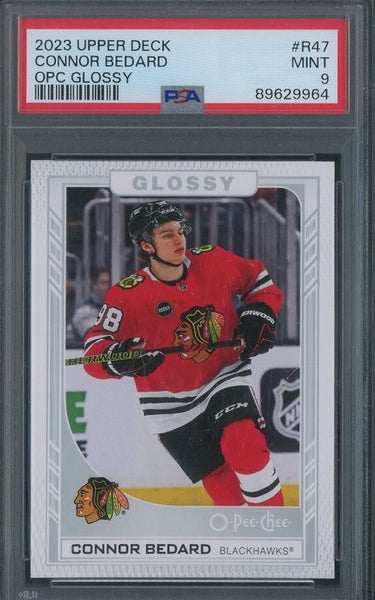 Connor Bedard - 2023 Upper Deck OPC Glossy Card #R47 Chicago Blackhawks - PSA 9 MINT - Shuga Records