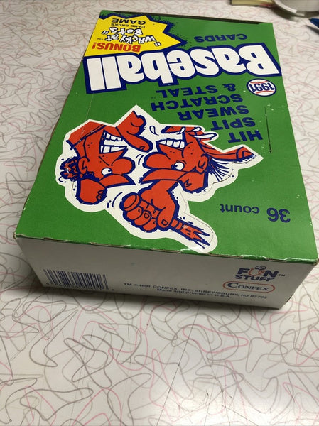 (1) One Pack - New Sealed 1991 FUN STUFF Hit Spit Swear Scratch & Steal Baseball Trading Card Pack - 10 Cards - Shuga Records