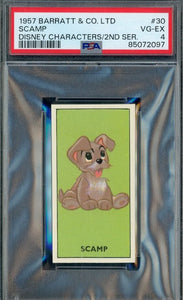 Scamp - Lady And The Tramp - 1957 Walt Disney Barratt & CO. Ltd Tobacco Card - Card #30 - Mickey's Sweet Cigarettes - PSA 4 VG-Ex - Shuga Records