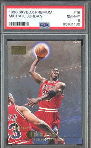 Michael Jordan - 1996 Skybox Premium NBA Card #16 Chicago Bulls - PSA 8 NM MT - Shuga Records