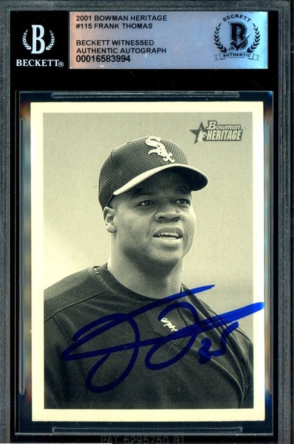 Signed Autographed - Frank Thomas - 2001 Bowman Heritage Card #115 Chicago White Sox - Beckett BGS BAS - Shuga Records