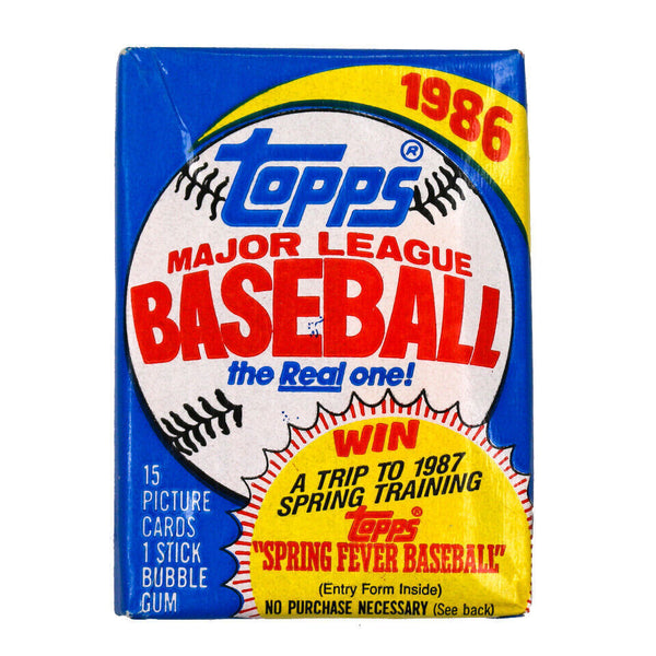 (1) One Pack - New Sealed Topps 1986 MLB Baseball Trading Card Pack - 15 Cards - Shuga Records