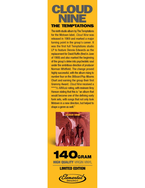 The Temptations - Cloud Nine (1969) - New LP Record 2024 Elemental Music Vinyl - Soul / Funk / Psychedelic - Shuga Records
