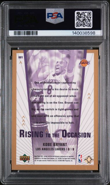 2003 UPPER DECK MVP RISING TO THE OCCASION #RO1 KOBE BRYANT RISING TO THE OCCASION - PSA 8 NM - MT