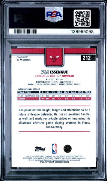 2025 TOPPS #212 NOA ESSENGUE RAINBOW FOILBOARD - Chicago Bulls PSA 10 GEM MINT POP 1