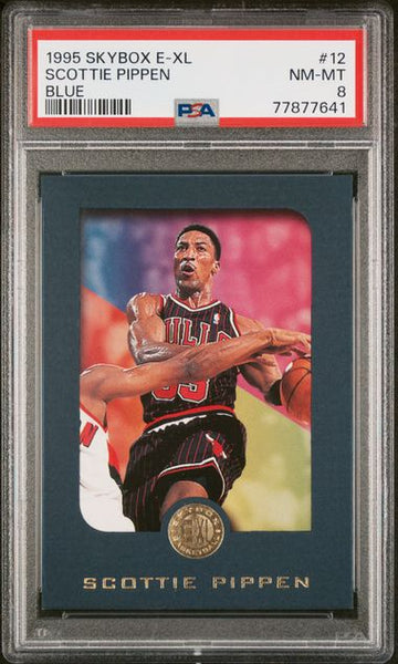 SCOTTIE PIPPEN 1995 SKYBOX E-XL BLUE Card #12 Chicago Bulls PSA 8 - Shuga Records