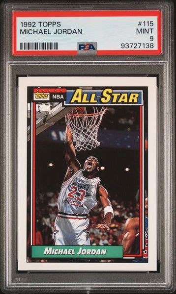 Michael Jordan 1992 Topps Card #115 Chicago Bulls HOF PSA 9 MINT - Shuga Records