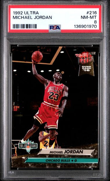1992 ULTRA #216 MICHAEL JORDAN - Chicago Bulls HOF PSA 8 NM - MT