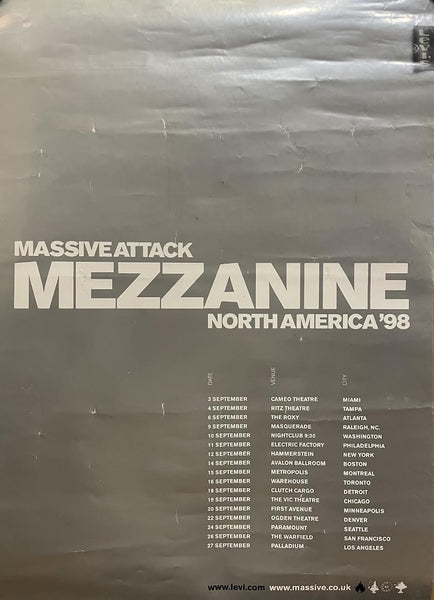 Massive Attack - Mezzanine -  23 1/2" x 16 1/2" - 1998 Tour Poster  Double Sided - p0352 - Shuga Records