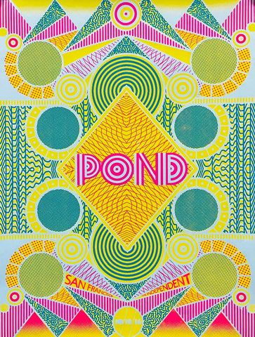 Pond - The Independent Theatre San Francisco - 18" x 24" Starman Press Screen Print Poster (Green / Pink) - p0328-1