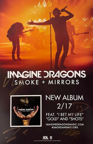 Signed Imagine Dragons - Smoke + Mirrors - 11" x 17" Album  Promo Poster - p0062-2
