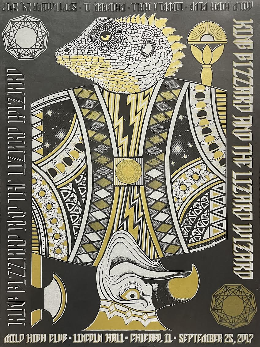 King Gizzard and the Lizard Wizard - Lincoln Hall Chicago 2017 - 18" x 24" Starman Press Screen Print Poster (Black) - p0116