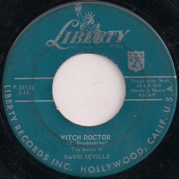 David Seville ‎– Witch Doctor / Don't Whistle At Me Baby - VG+ 7" Single Used 45rpm 1958 Liberty USA - Pop - Shuga Records