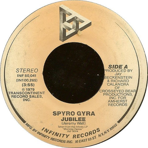 Spyro Gyra - Jubilee / Shaker Song - VG+ 7" Single 45RPM 1979 Infinity USA - Jazz / Funk