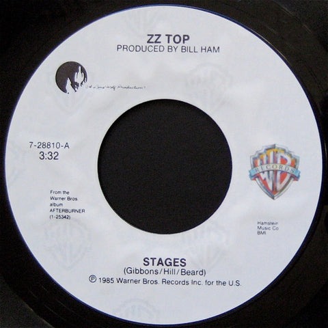 ZZ Top ‎- Stages / Can't Stop Rockin' - VG+ 7" Single Used 45rpm 1985 Warner Bros. USA - Rock