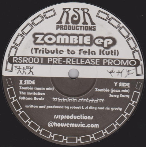 Robert F, Si Riley & Ric Gresty ‎– Zombie EP (Tribute to Fela Kuti) - New 12" Single 1990's UK RSR Productions Vinyl - Future Jazz / Deep House