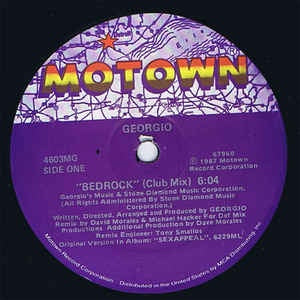 Georgio - Bedrock - Mint 12" Single - 1987 Motown USA - Electronic / Funk/Soul / House