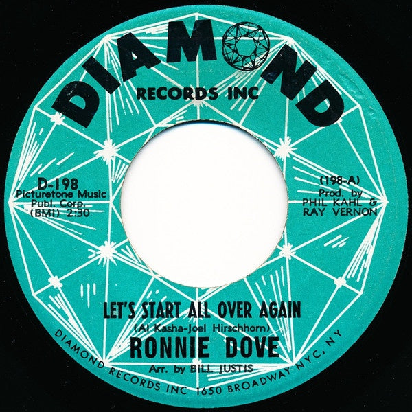 Ronnie Dove ‎– Let's Start All Over Again / That Empty Feeling - VG+ 45rpm 1966 USA - Pop / Vocal - Shuga Records