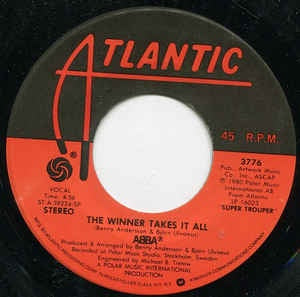 ABBA ‎– The Winner Takes It All / Elaine - Mint- 7" Single 45rpm 1980 Atlantic Records - Pop/ Disco/ Europop
