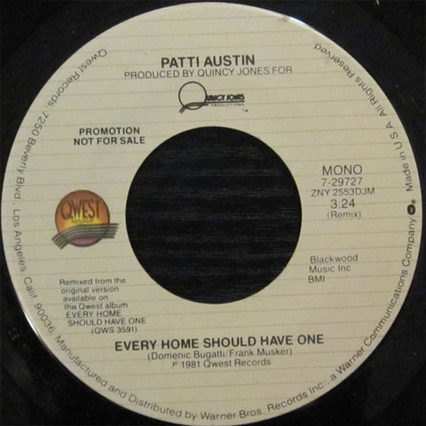 Patti Austin ‎– Every Home Should Have One - M- 7" Promo Single 45rpm 1981 Qwest USA - Disco
