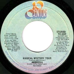 Ambrosia - Magical Mystery Tour / Cowboy Star - VG+ 7" Single 45RPM 1976 20th Centure Records USA - Rock / Pop