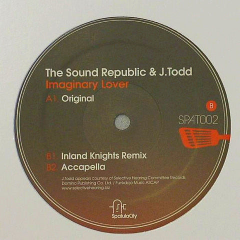 The Sound Republic & J. Todd - Imaginary Lover VG+ - 12" Single 2006 SpatulaCity USA - Chicago House