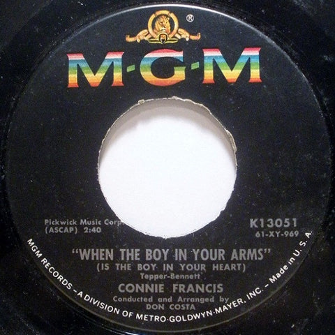 Connie Francis ‎– When The Boy In Your Arms (Is The Boy In Your Heart) / Baby's First Christmas Mint- – 7" Single 45RPM 1961 MGM USA - Pop