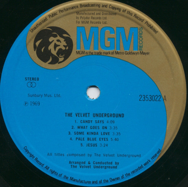 The Velvet Underground ‎– S/T (NO Original Cover) VG+ 1971 MGM Stereo UK Reissue LP - Psych Rock