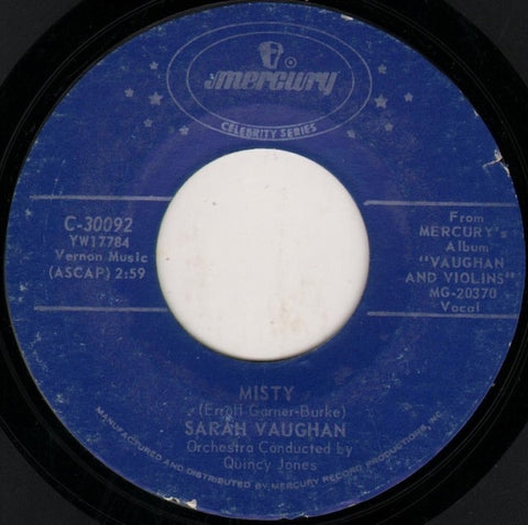 Sarah Vaughan ‎– Misty / Broken Hearted Melody - VG 45rpm USA - Jazz / Pop / Vocal